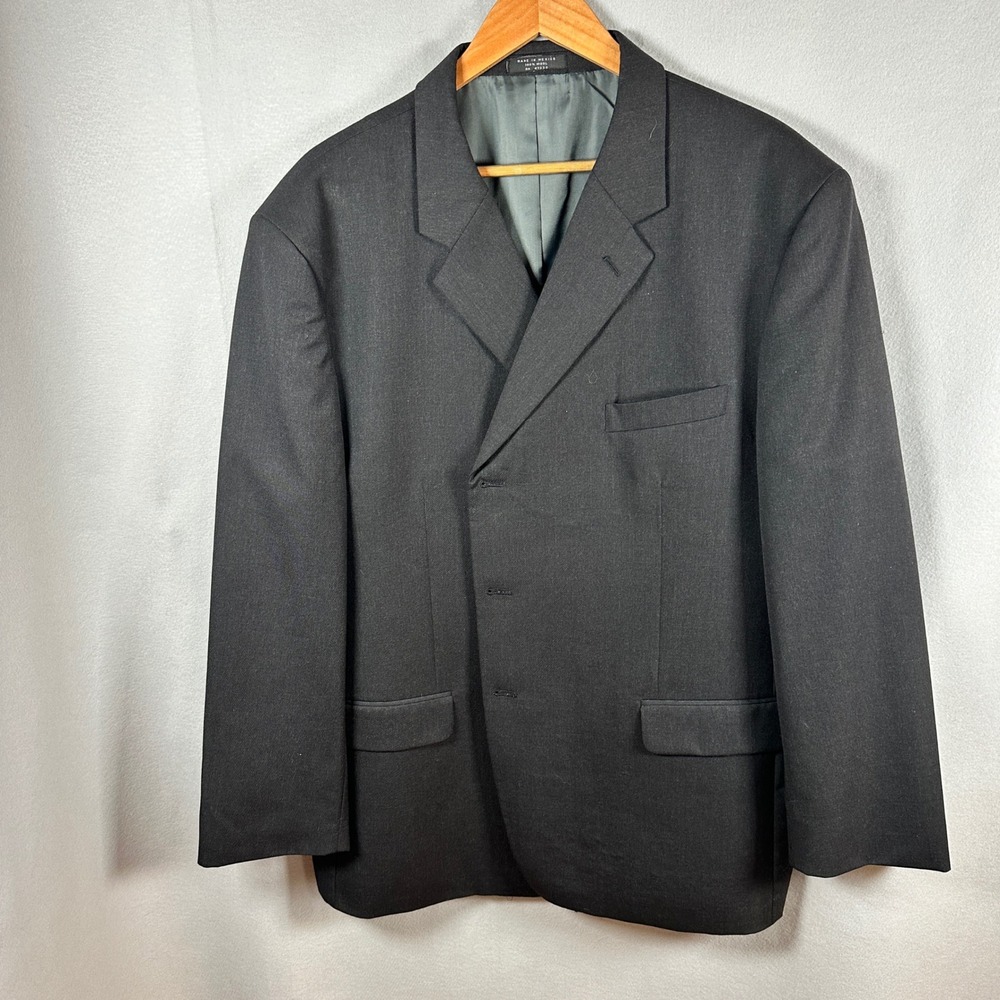 Jones New York Blazer Mens 44 Black Wool 3 Button Suit Jacket Old Money Preppy
